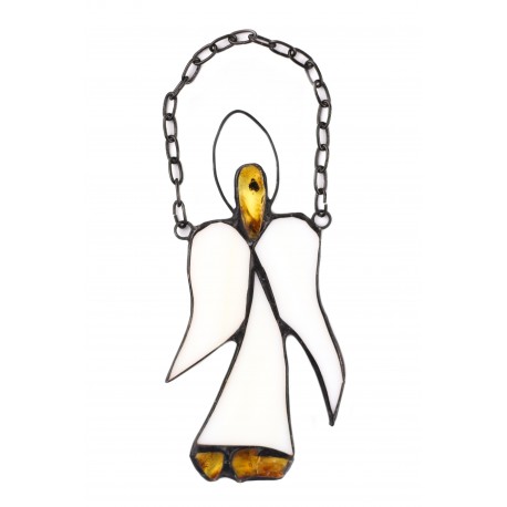 Vitražinis angelas su gintaru
