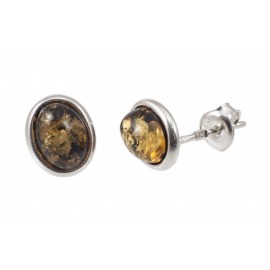 Sidabriniai auskarai su žaliu gintaru